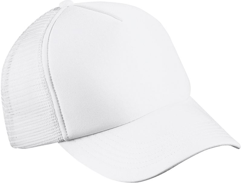 Levně Dětská 5 panelová polyester. síťovaná kšiltovka - white/white