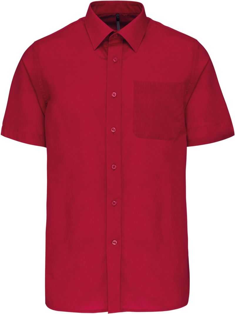 Levně Popelínová košile "Ace" s krátkým rukávem - classic red