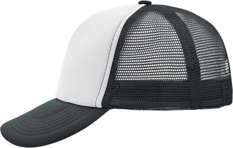 Levně 5 panelová polyesterová síťovaná kšiltovka - white/graphite
