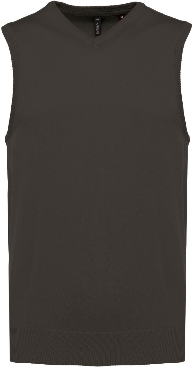 Levně Pánská svetrová vesta s výstřihem do V - dark grey