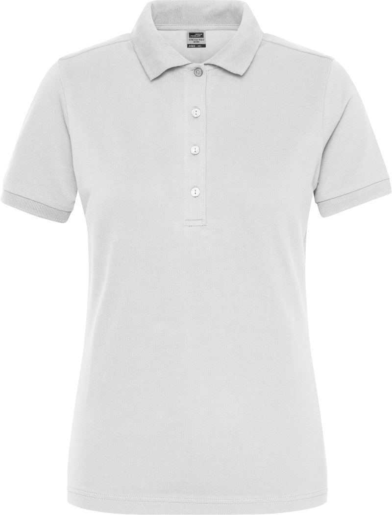 Levně Dámské pracovní elast. polo z bio bavlny - Solid - white