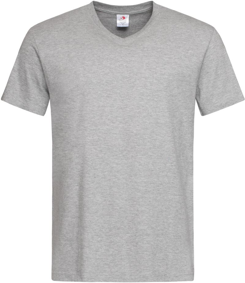 Levně Tričko s výstřihem do V - grey heather