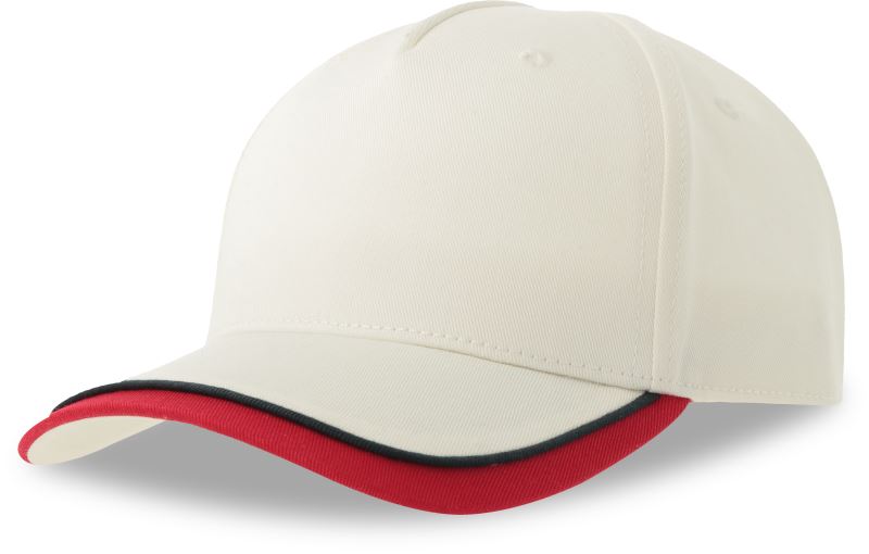 Levně Dětská 5 panelová kšiltovka - white/red