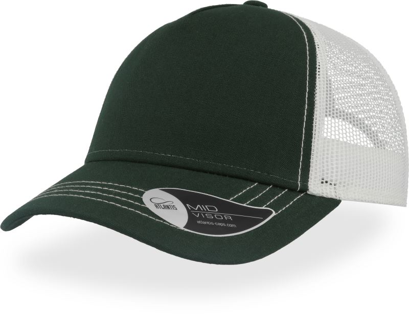 Levně 5 panelová síťovaná kšiltovka "Rapper Canvas" - bottle green/white