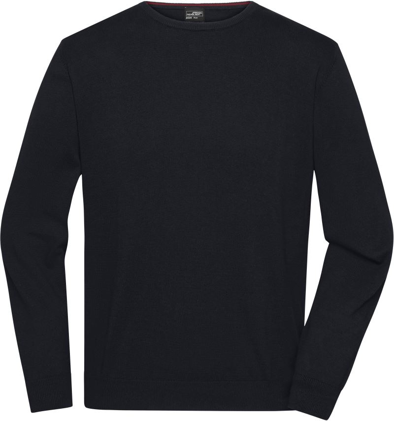 Levně Pánský svetr s kulatým výstřihem - black
