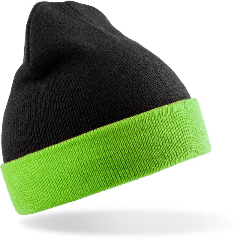 Levně Pletená čepice "Black Compass" - black/lime
