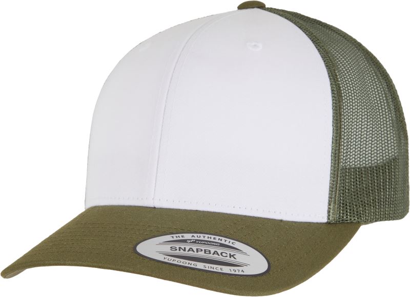 Levně 6 panelová Trucker kšiltovka - moss green/white/olive