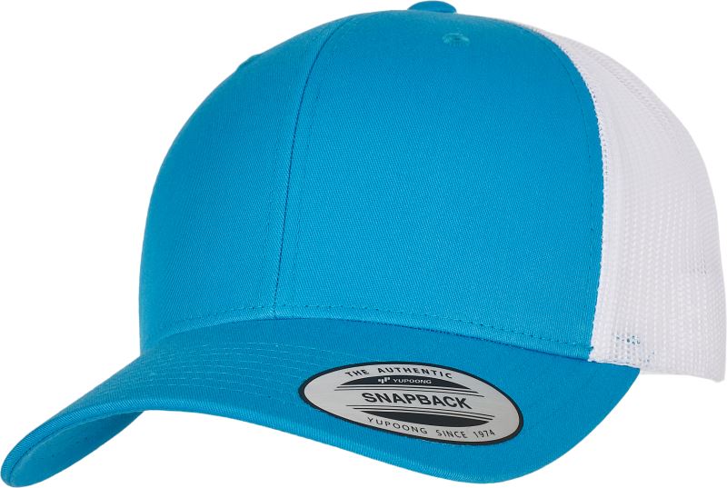 Levně 6 panelová vintage kšiltovka "Trucker" - turquoise/white