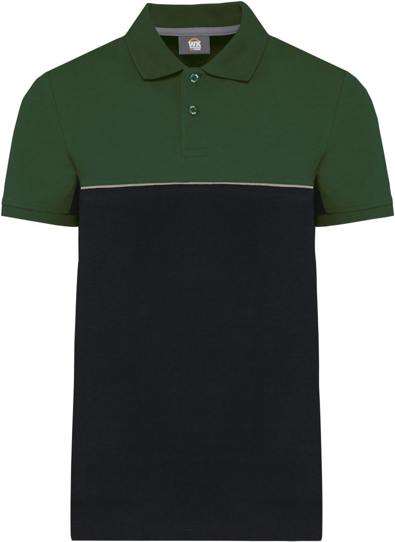 Levně Pracovní piqué polo - black/forest green