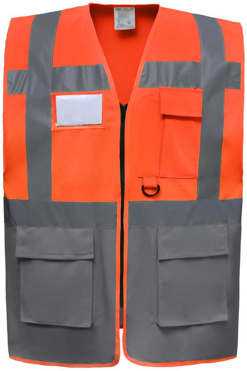 Levně Hi-Vis multifunkční vesta - hi vis orange/grey