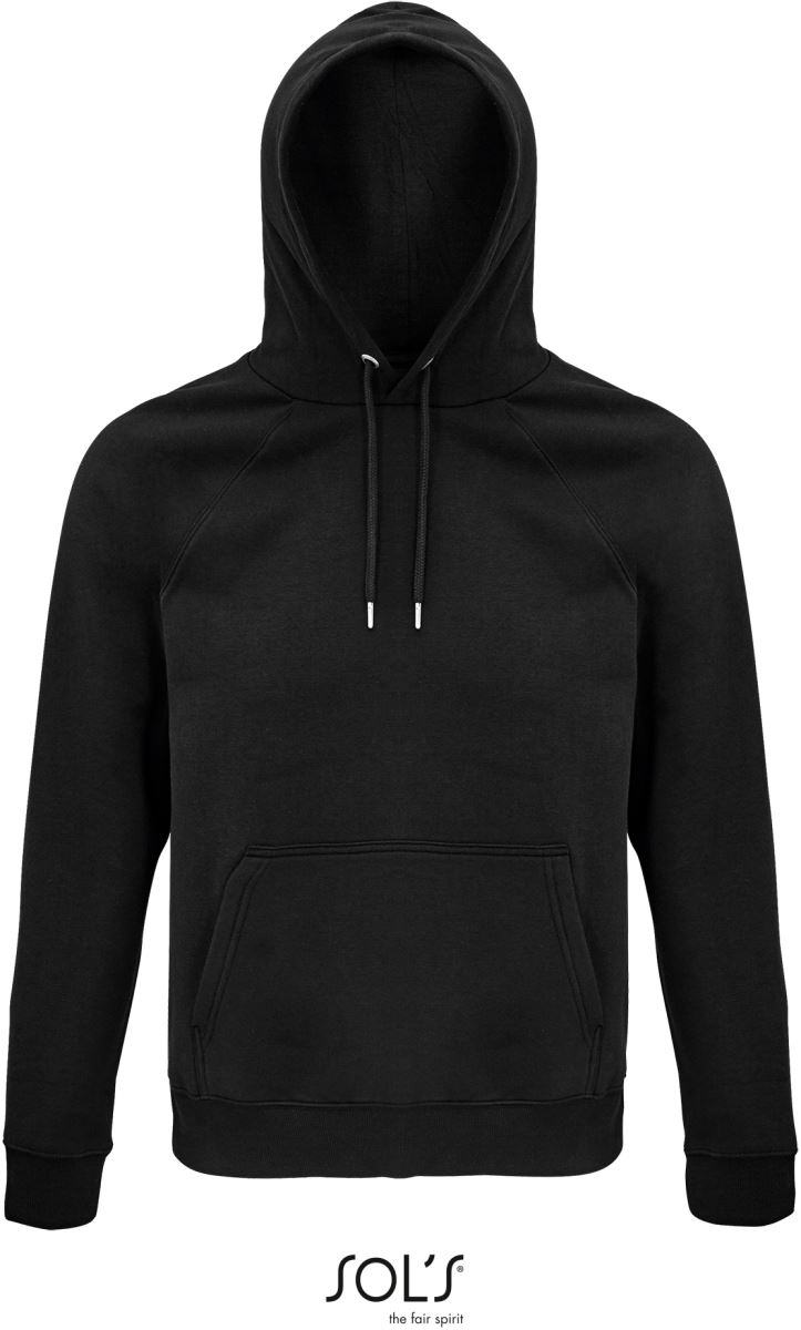 Levně Unisex raglánová mikina s kapucí z bio bavlny - black