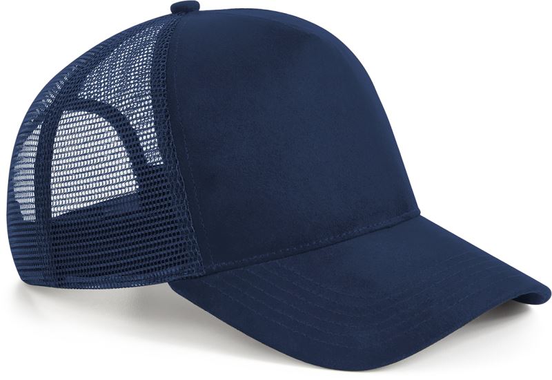 Levně 5 panelová kšiltovka "Suede Snapback Trucker" - french navy