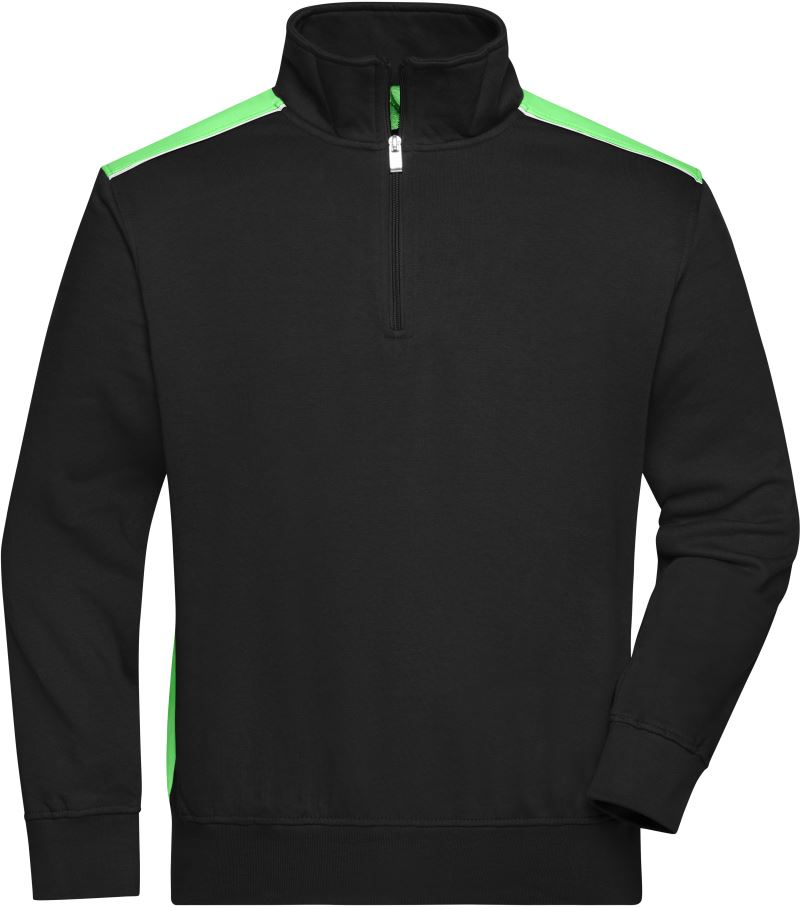 Levně Pracovní mikina s 1/4 zipem - Color - black/lime green