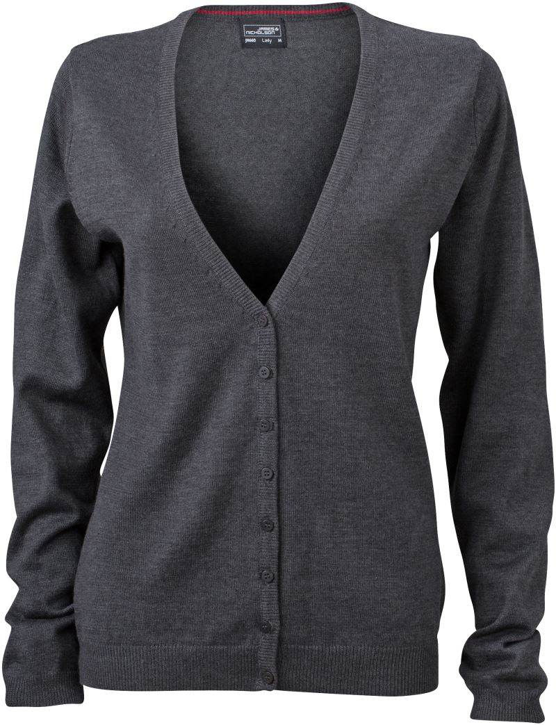 Levně Dámský pletený cardigan s výstřihem do V - anthracite melange