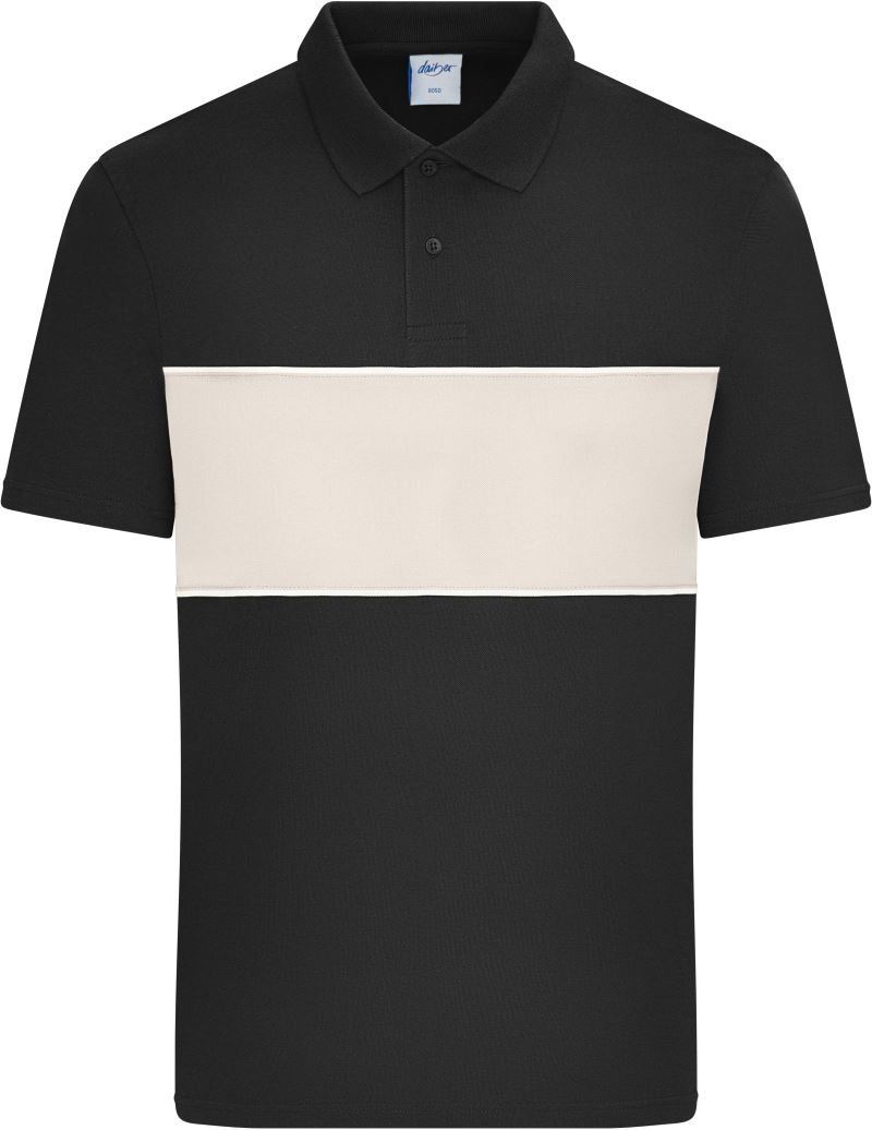Levně Bio polo "Colour-Block" - black/sandstone