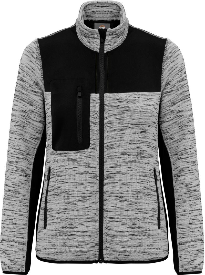 Levně Dámská pracovní pletená fleecová bunda - light grey melange/black