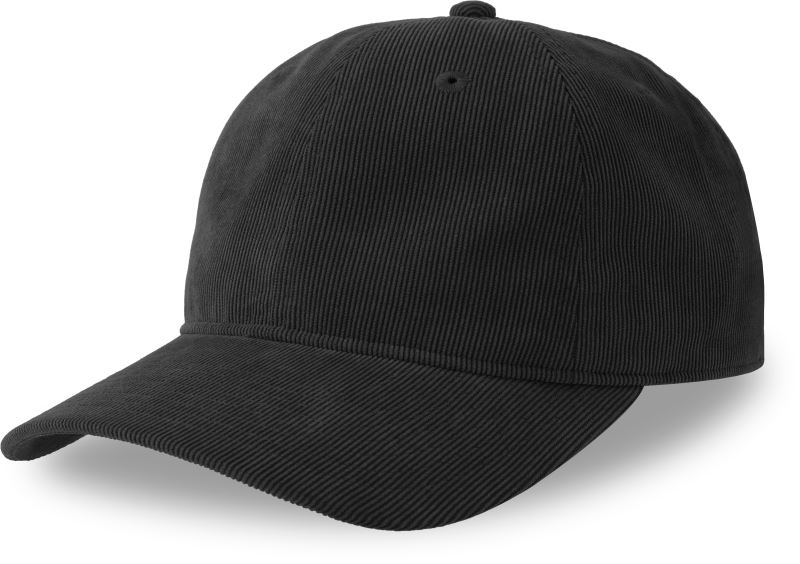 6 panelová manšestrová kšiltovka - black