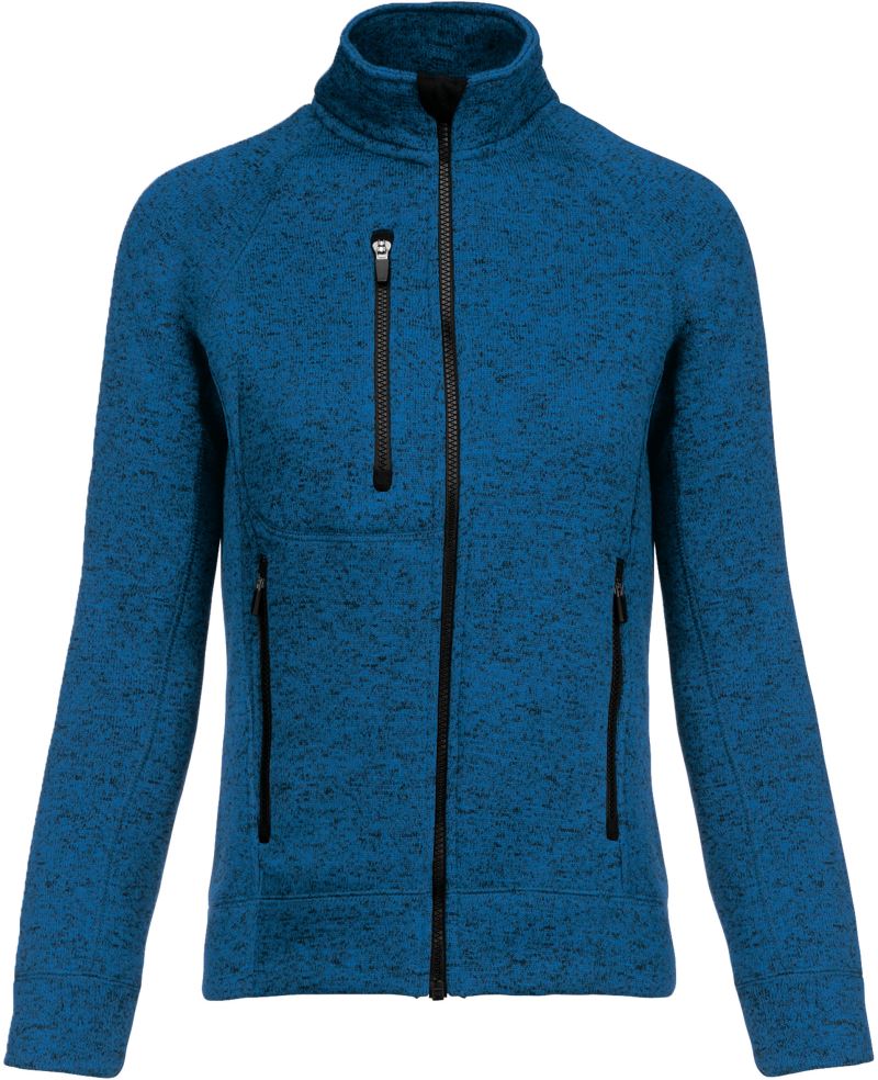 Levně Dámská melanžová pletená fleecová bunda - light royal blue melange