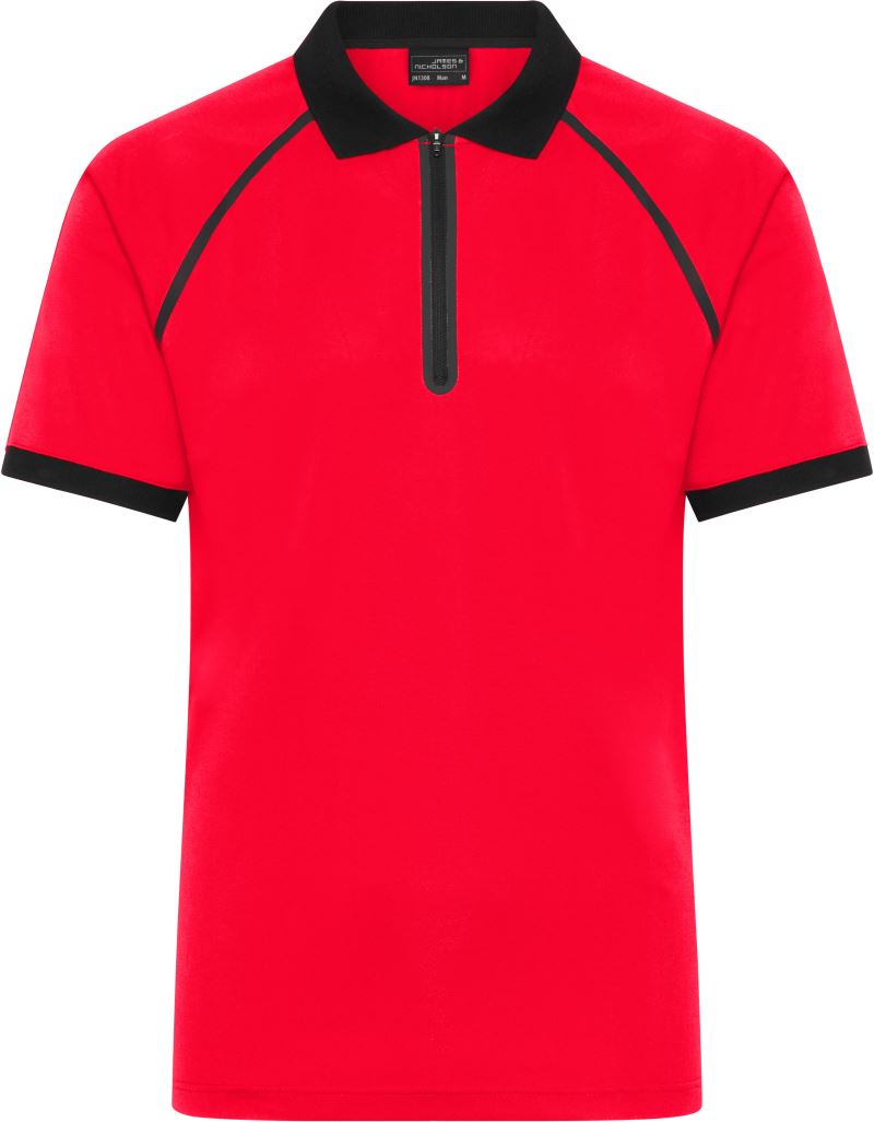 Pánské piqué polo se zipem - light red/black