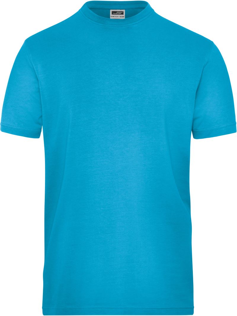 Pánské pracovní elast. tričko z bio bavlny - Solid - turquoise