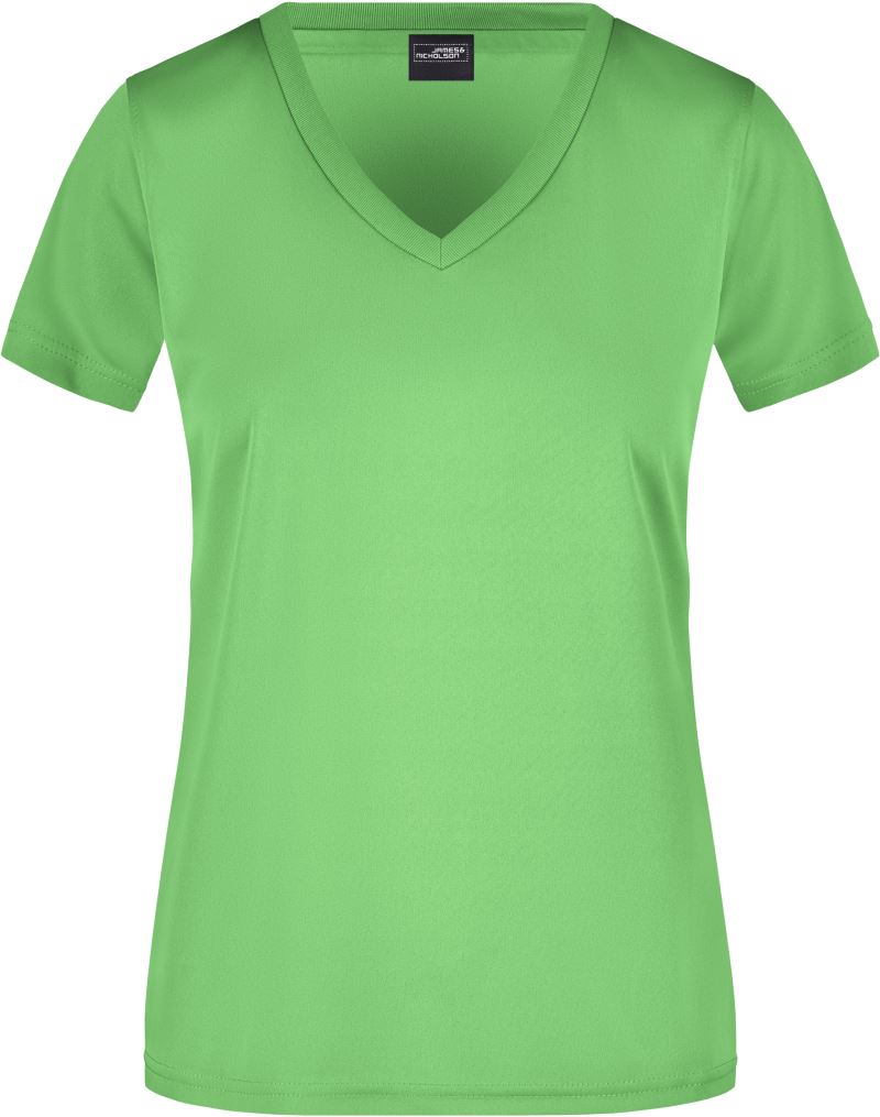 Levně Dámské sportovní tričko s výstřihem do V - lime green