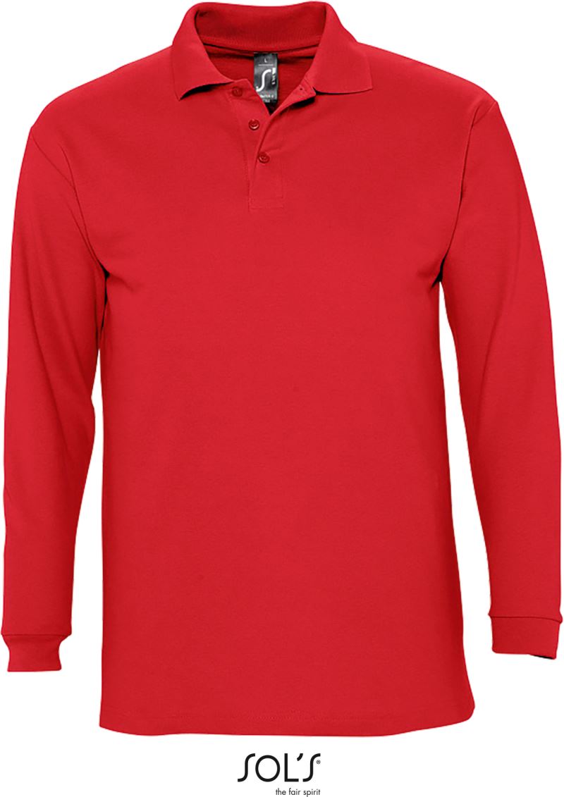 Levně Piqué polo s dlouhým rukávem - red