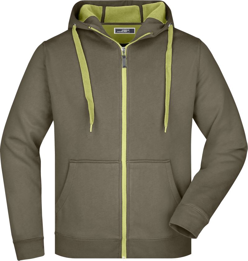 Levně Pánská mikina Doubleface - olive/lime green