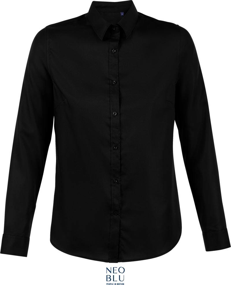 Levně Mikro keprová halenka s dlouhým rukávem - deep black