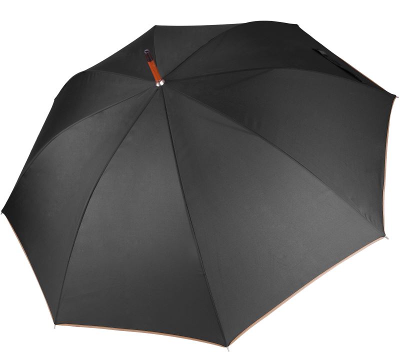 Levně Deštník s dřevěnou rukojetí - dark grey/beige