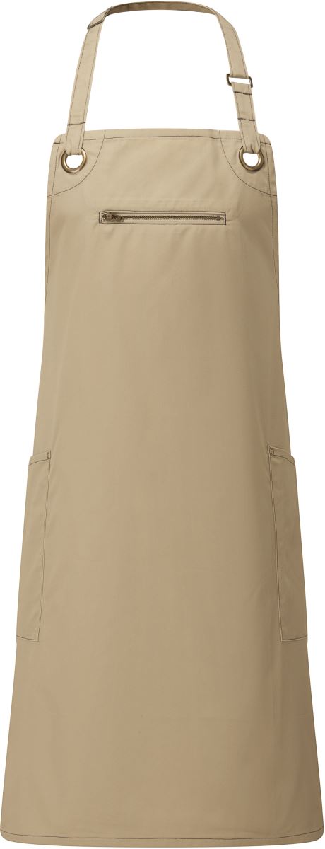 Zástěra s laclem a bočními kapsami "Barley" - khaki/brown
