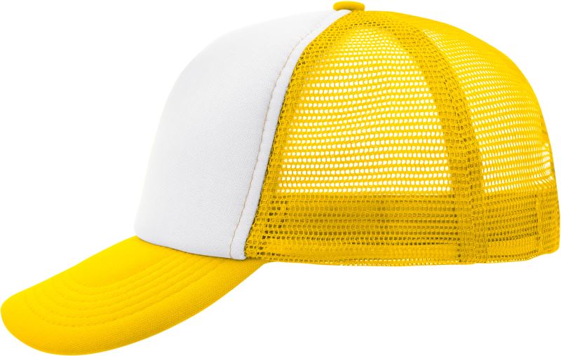 Levně 5 panelová polyesterová síťovaná kšiltovka - white/neon yellow