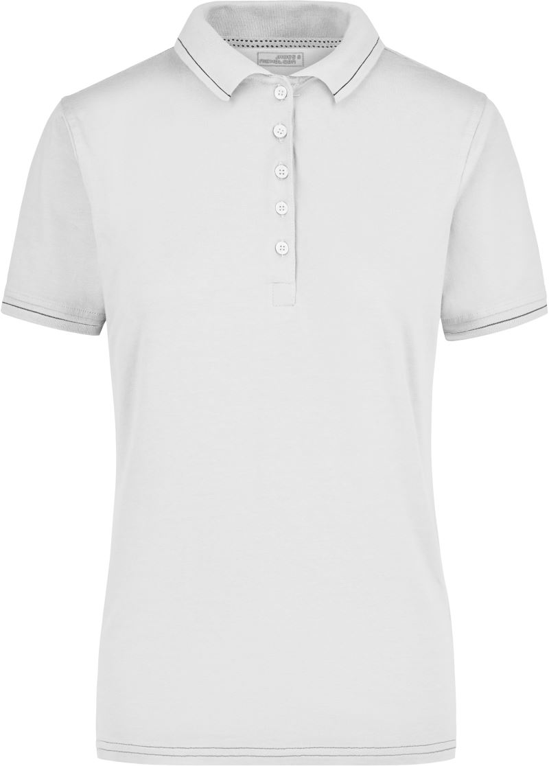 Levně Dámské žerzejové elastické polo - white/black