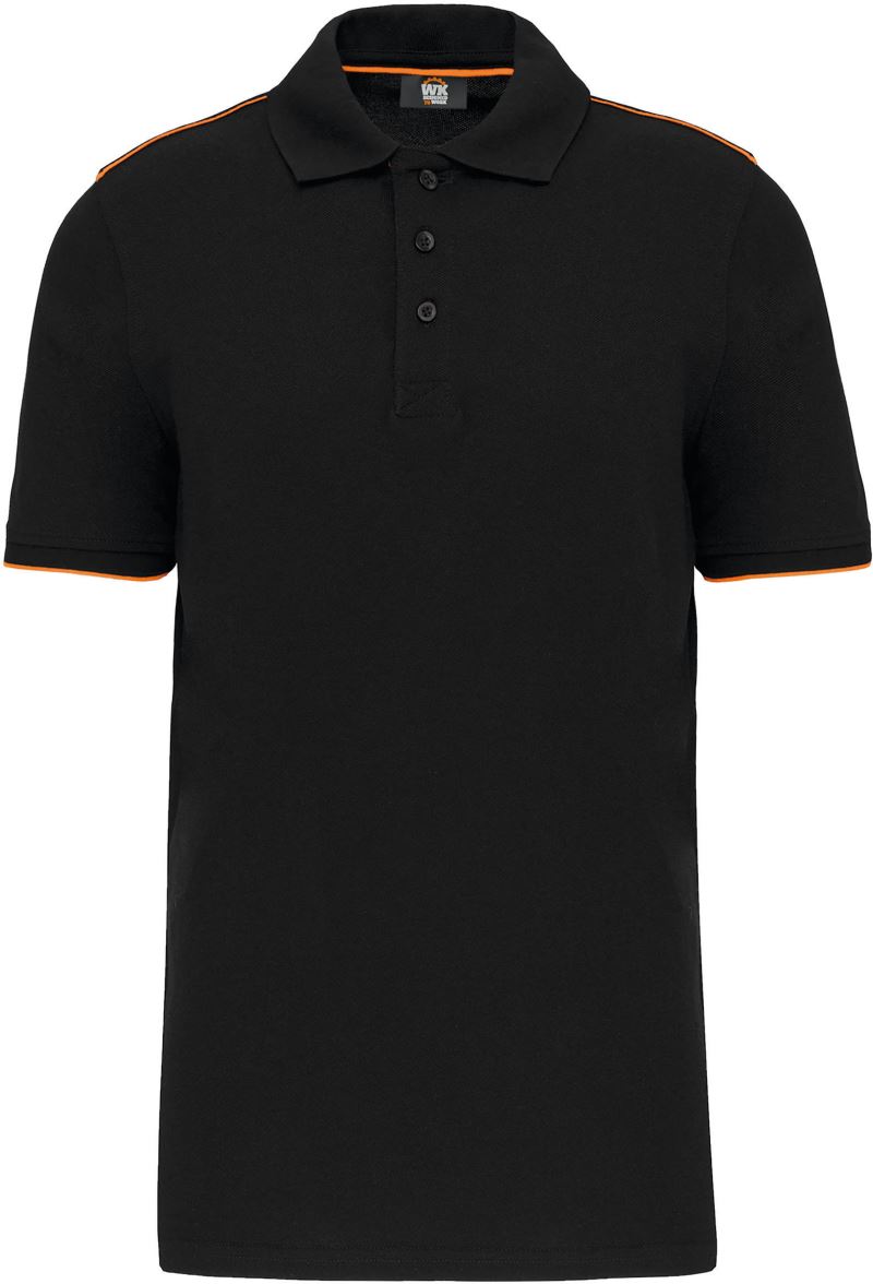 Levně Pánské pracovní piqué polo "Day-to-Day" - black/orange