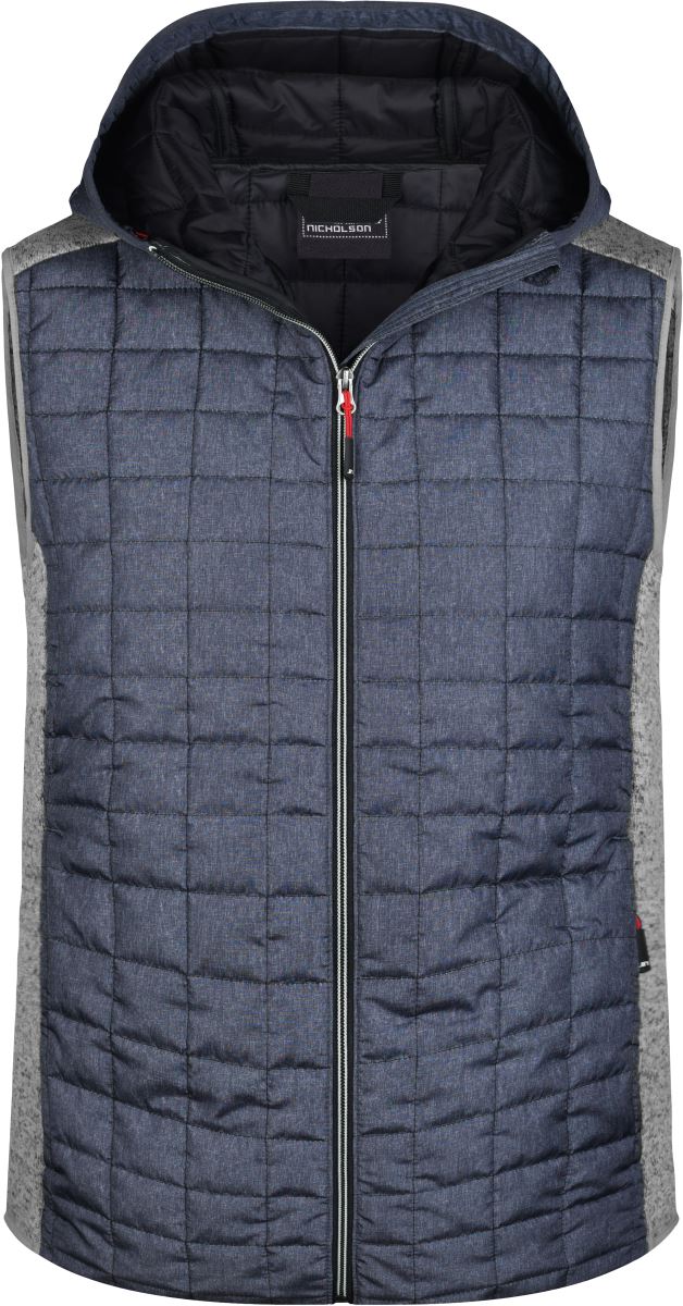 Levně Pánská pletená hybridní vesta - light melange/anthracite melange