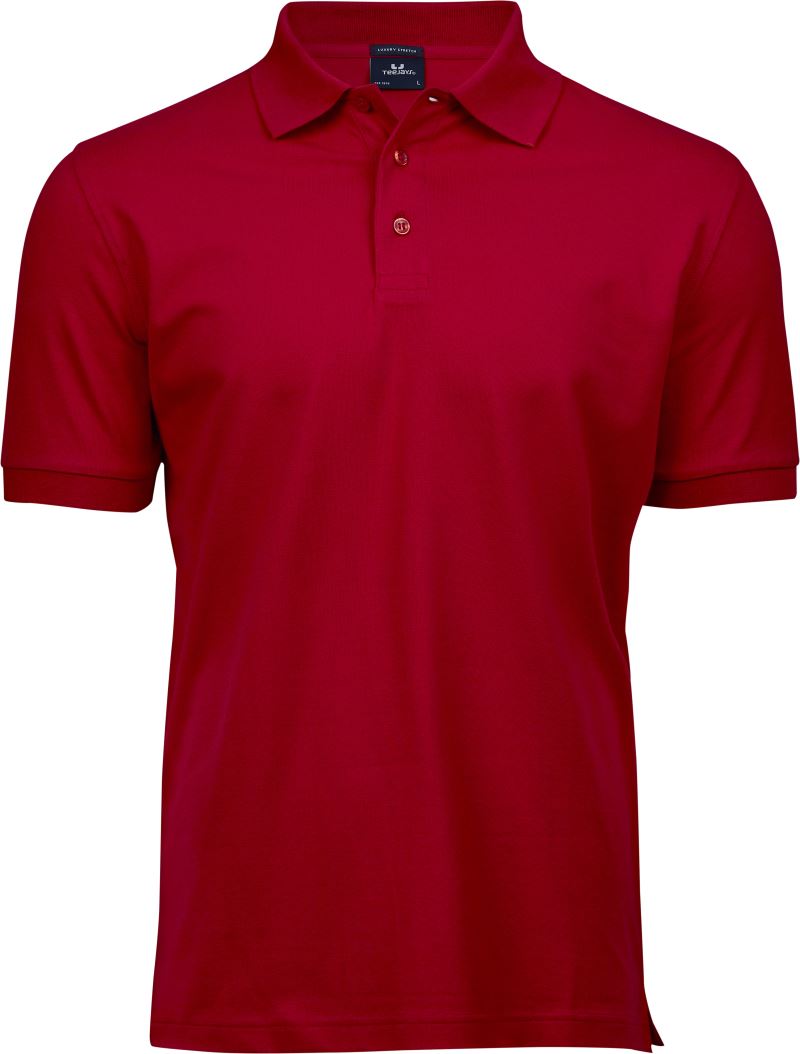 Levně Pánské luxusní strečové piqué polo z těžké bavlny - red