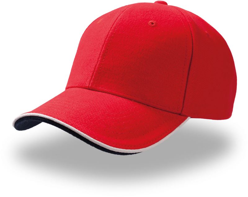 Levně Těžká broušená 6 panelová sandwich kšiltovka - red/white