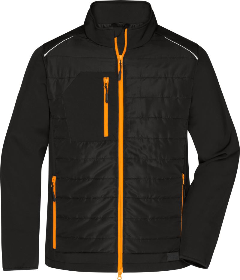 Levně Pánská hybridní bunda - black/neon orange