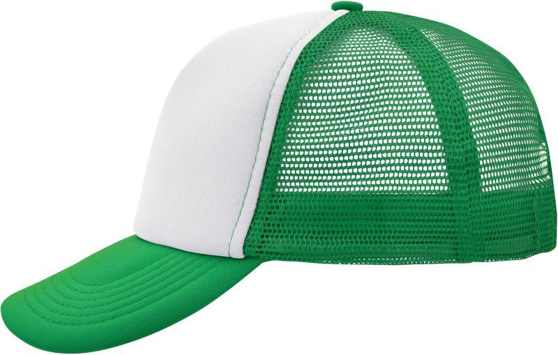 Levně 5 panelová polyesterová síťovaná kšiltovka - white/fern green
