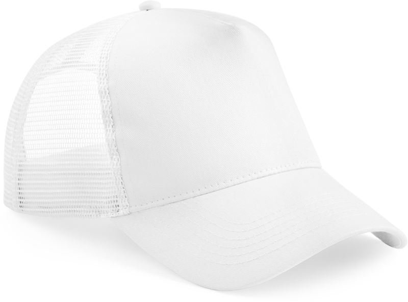 Levně Dětská 5 panelová kšiltovka Trucker - white/white