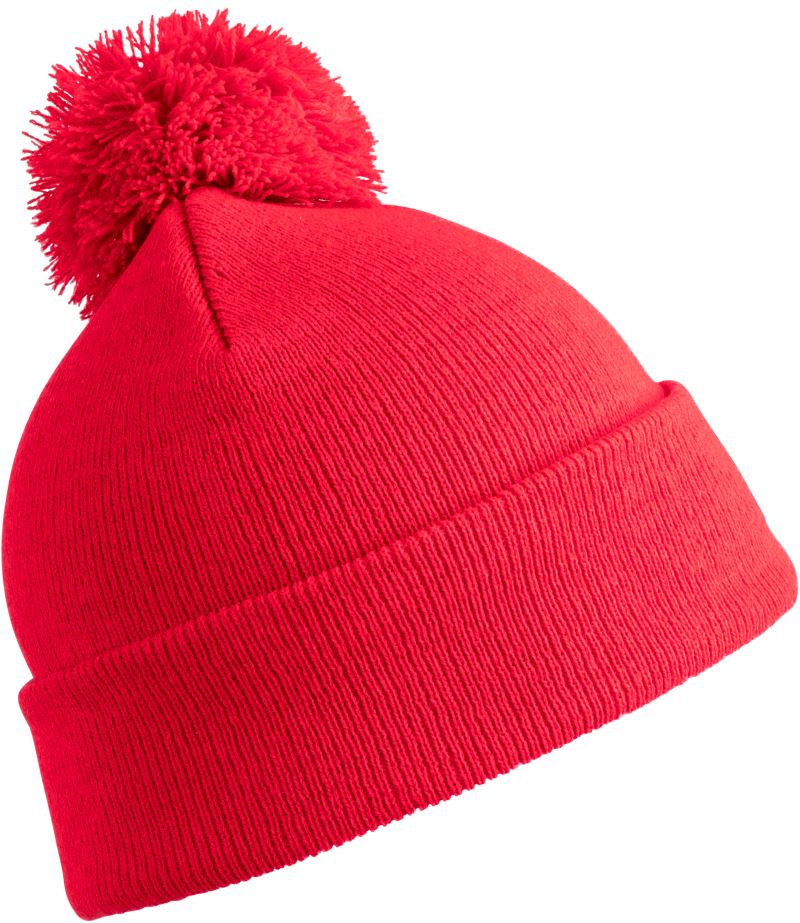 Levně Pletená čepice s bambulí - red