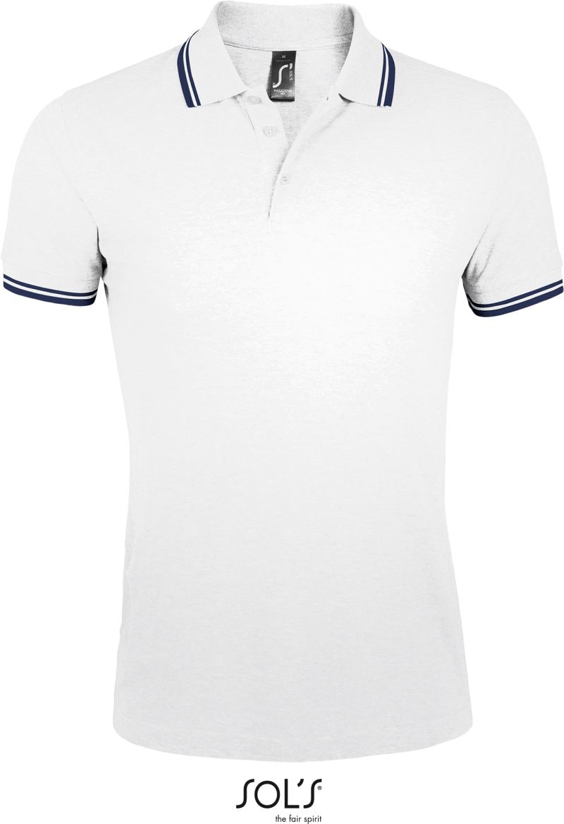 Levně Pánské piqué polo - white/navy