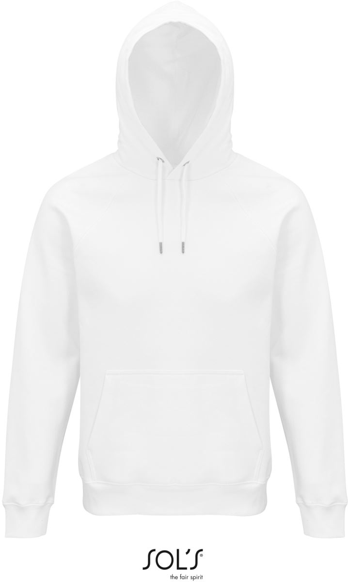 Levně Unisex raglánová mikina s kapucí z bio bavlny - white