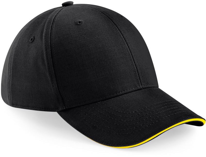 Levně 6 panelová sandwich kšiltovka "Athleisure" - black/yellow