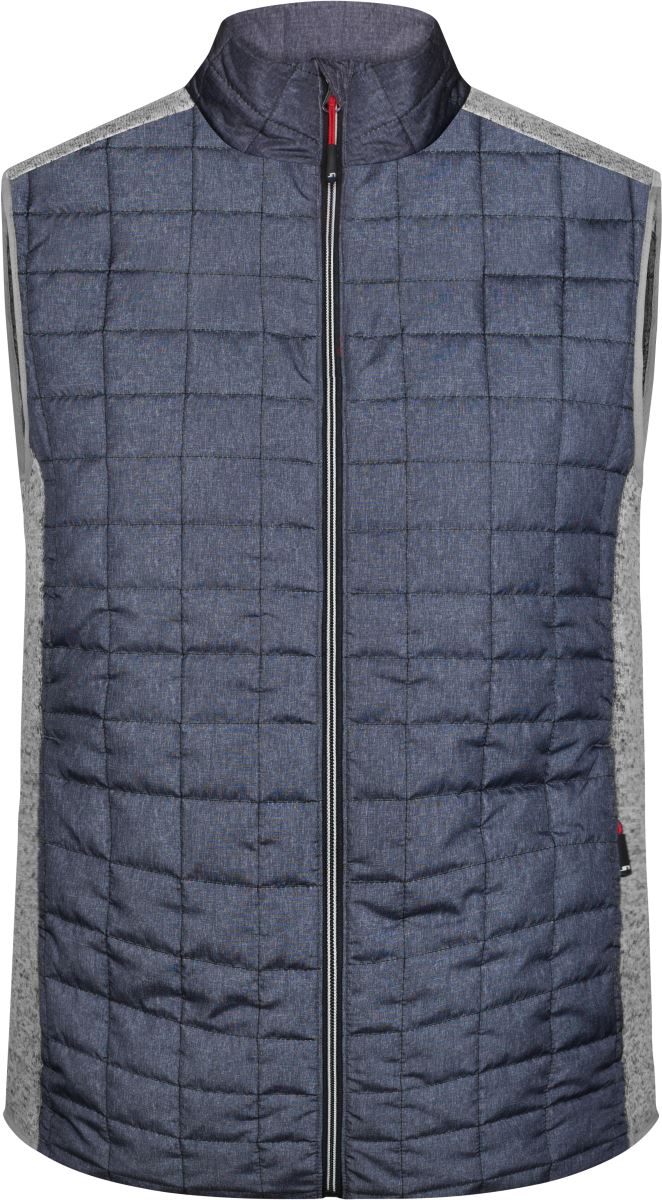 Pánská pletená hybridní vesta - light melange/anthracite melange