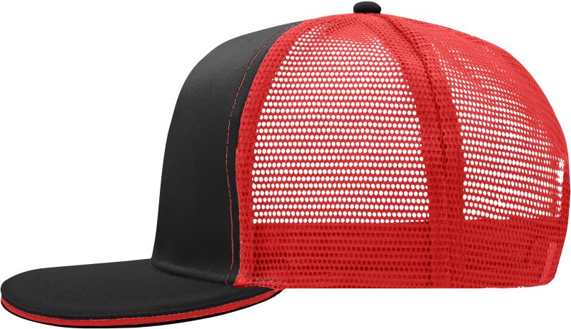 Levně 6 panelová Pro síťovaná sandwich kšiltovka - black/red