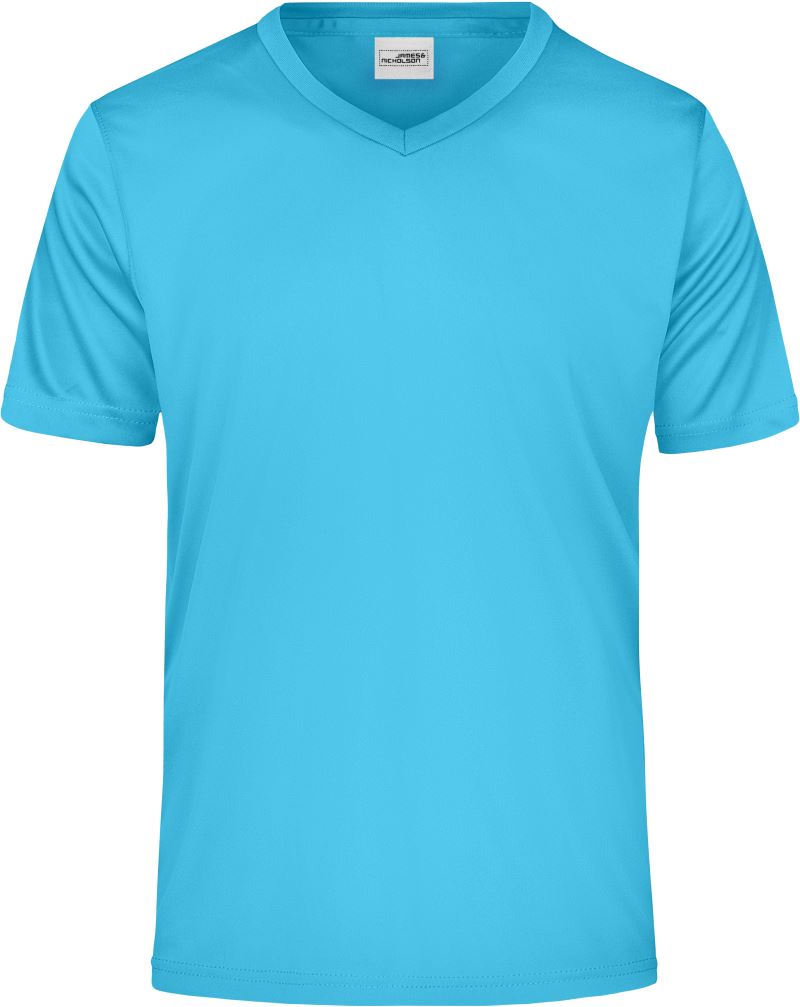 Levně Pánské sportovní tričko s výstřihem do V - turquoise