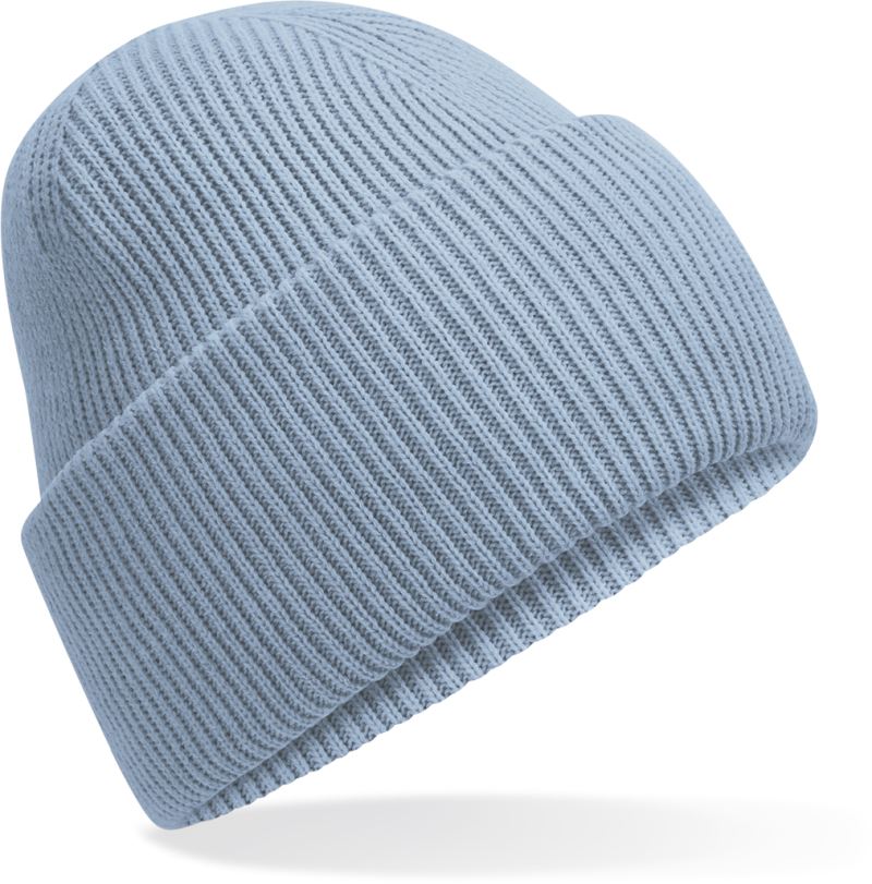 Levně Pletená čepice s manžetou "Recycled" - dusty blue