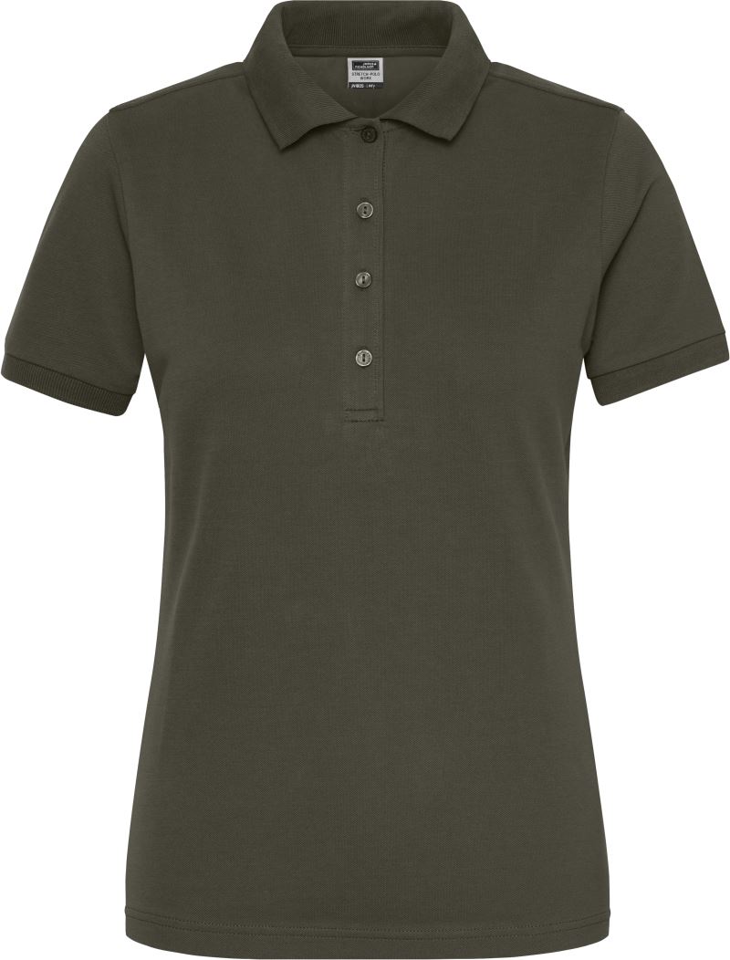 Levně Dámské pracovní elast. polo z bio bavlny - Solid - olive