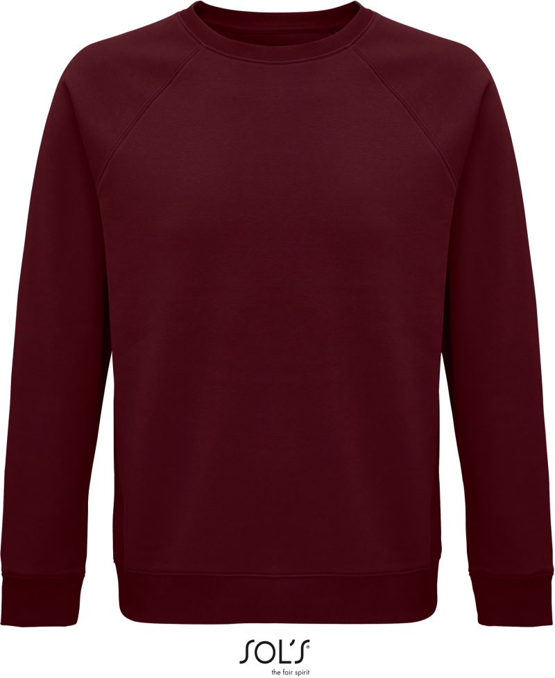 Levně Unisex raglánová mikina z bio bavlny - burgundy