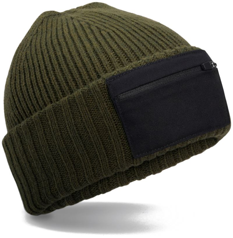 Levně Čepice se zipem Patch - military green/black